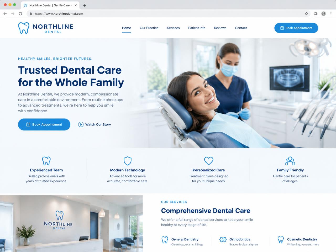 Northline Dental website homepage